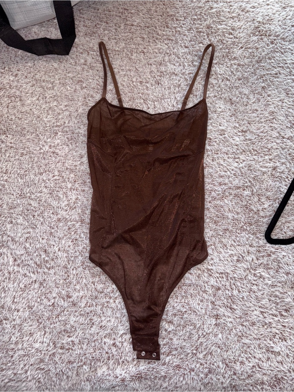 Skims Shimmery Brown Spaghetti-Strap Bodysuit